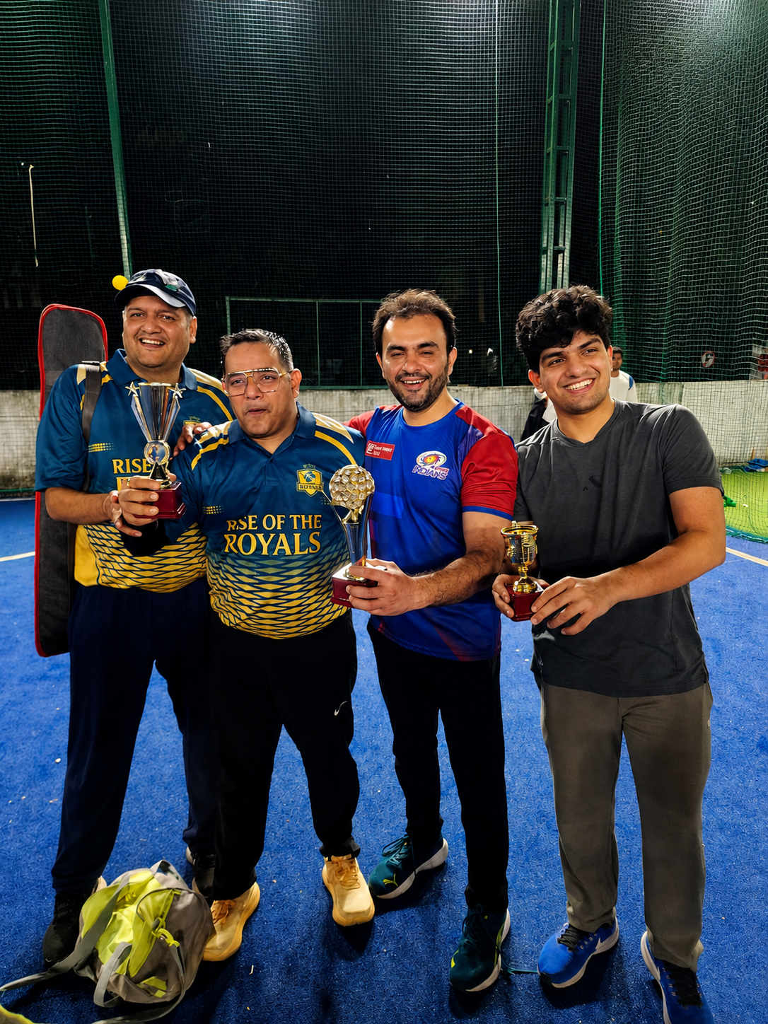 Entrepot Royals celebrating their first runner-up finish in the 2025 mini tournament with trophies