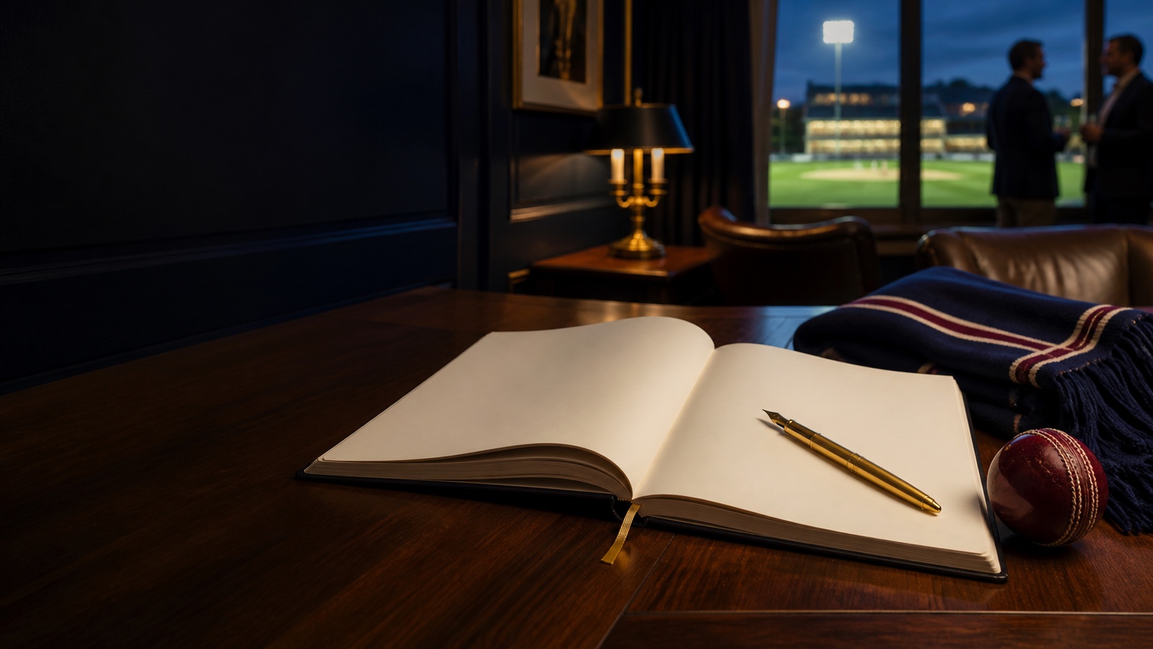 A cricket club guestbook representing Royal testimonials